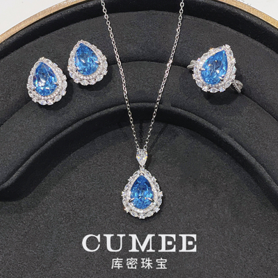 轻奢百搭圣玛利亚海蓝水滴耳钉