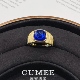 CUMEE 中性男女同款 复古拉丝工艺培育合成皇家蓝糖塔戒指.银镀金