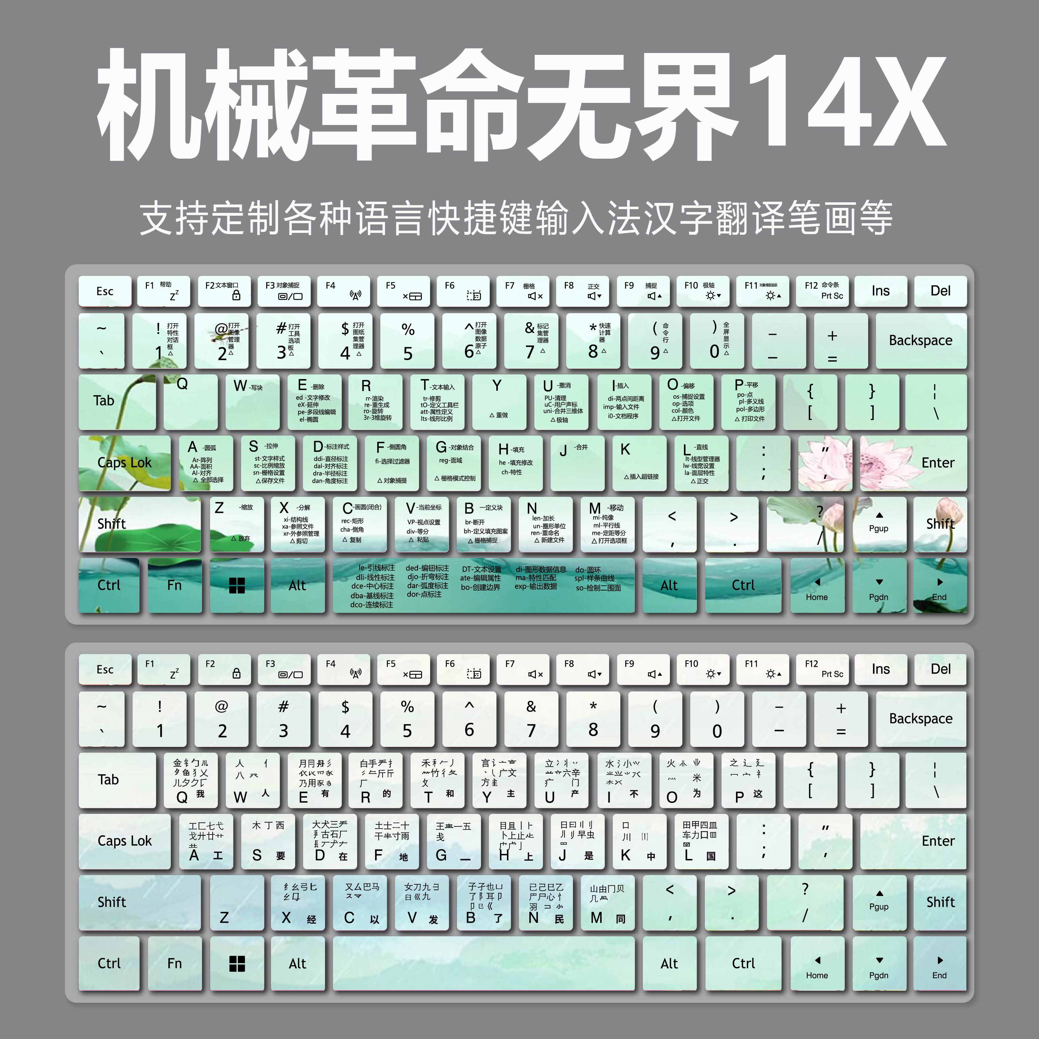 适用机械革命无界14X暴风雪游戏笔记本电脑键盘贴膜中文汉字翻译