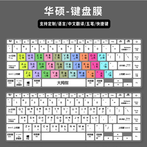 适用华硕VivoBook14 F TP470E键盘膜S433FA灵锐14寸初学电脑翻译