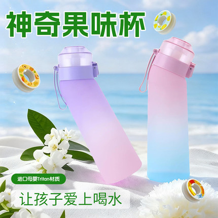 亚马逊爆款玩味环吸管杯渐变色户外香味水杯运动杯tritan萃香环杯