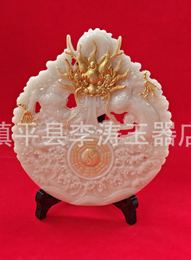 批发仿 寿山石龙盘圆盘摆件 树脂龙行天下家居办公摆件工艺品