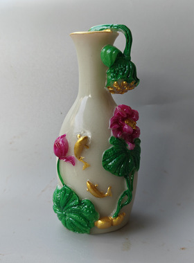 批发夜光彩绘花瓶摆件 树脂莲花花瓶家居办公摆件工艺品