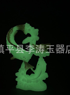 批发夜光鲤鱼跃龙门摆件 树脂鱼跃龙门家居办公摆件工艺品