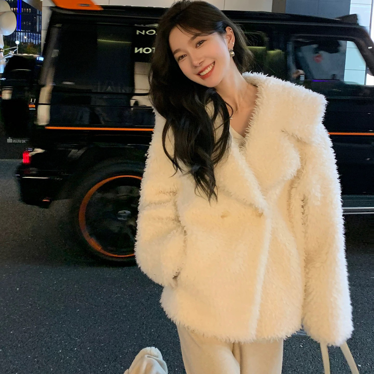 乌梅子酱海军领羊剪绒皮毛一体