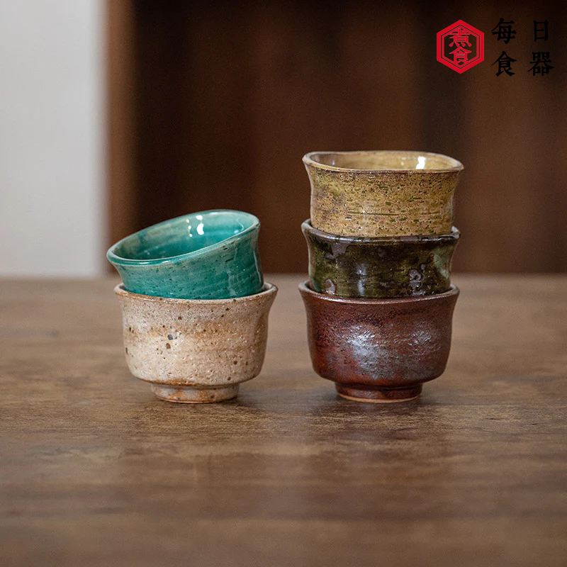 日本进口美浓烧山野茶杯五件套