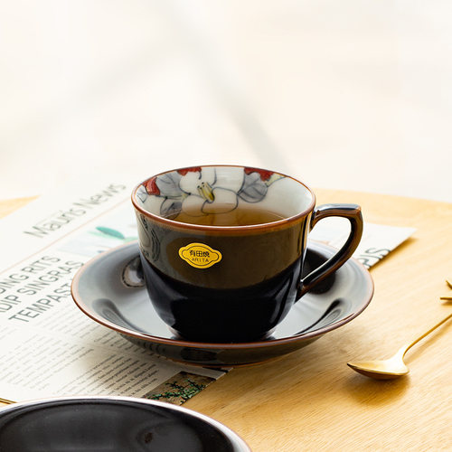 日本进口有田烧欧式宫廷风轻奢咖啡杯碟礼盒复古陶瓷杯碟拉花杯子