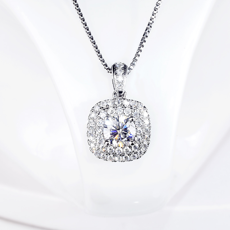 小方糖IGI培育钻石吊坠18K金满钻