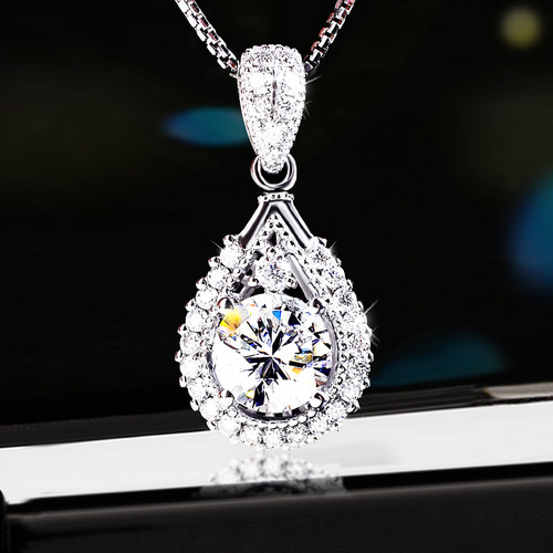 水滴形满钻18K金IGI培育钻石吊坠