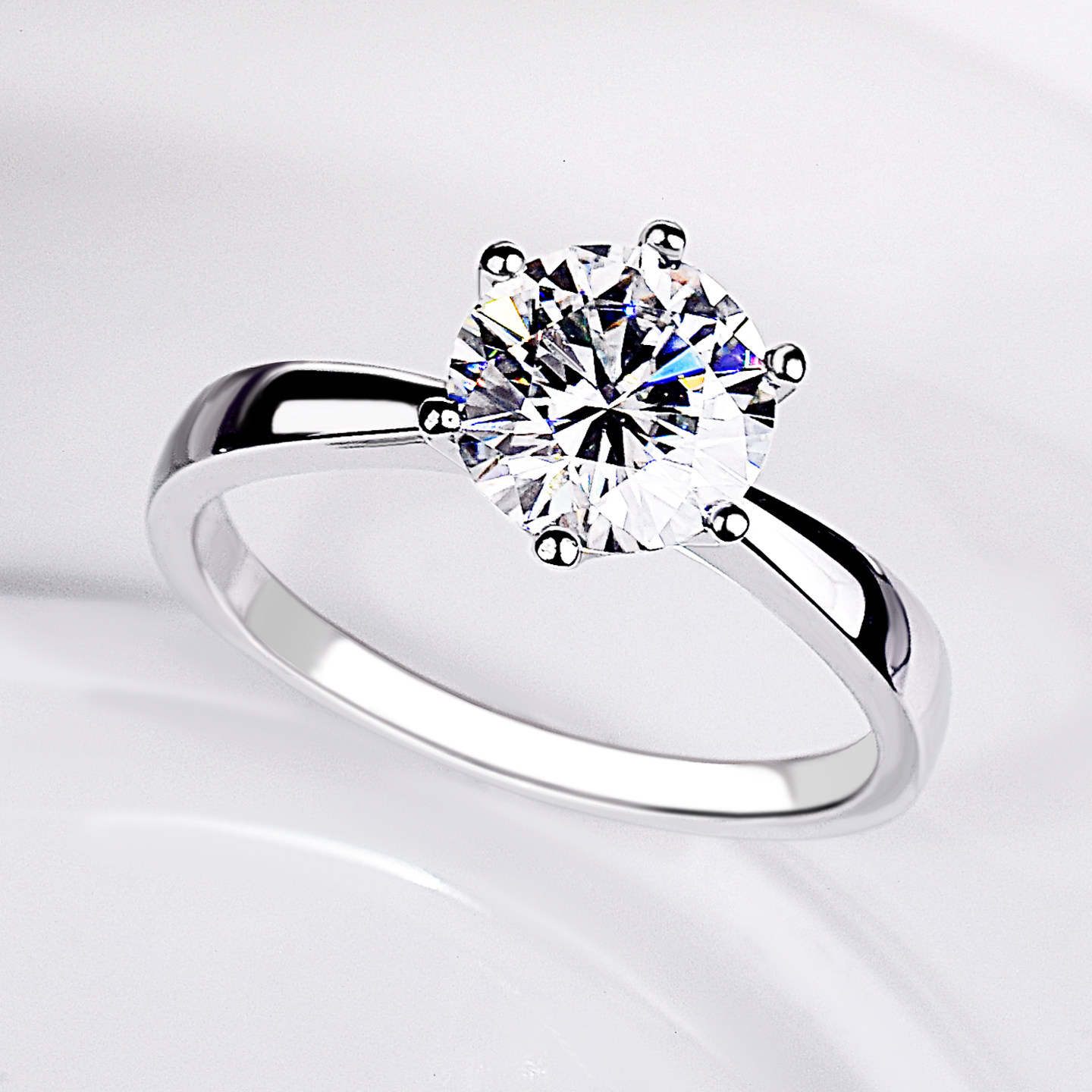 18K白金钻戒女12克拉IGI人工培育钻石戒指铂金简单约皇冠六爪婚戒