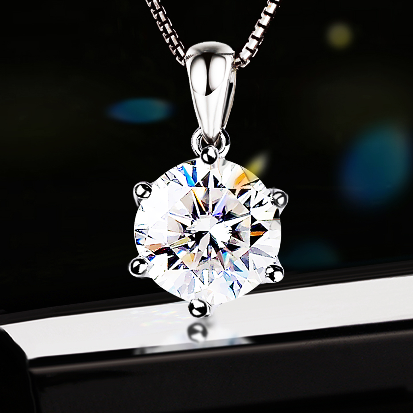IGI人造培育钻石吊坠18K白金项链