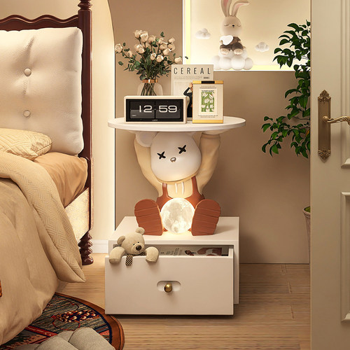 暴力熊床头柜替代家用卧室置物架创意卡通男孩儿童房床边柜落地灯