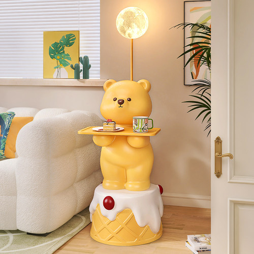 初见可爱蛋糕熊沙发边几摆件