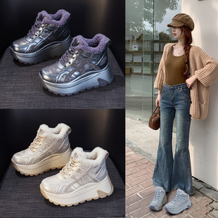 雪地靴女2025冬季新款毛毛鞋新款加绒加厚保暖增高大棉鞋厚底老爹