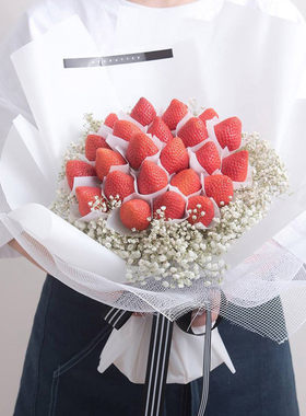 奶油草莓深圳珠海生日玫瑰花束