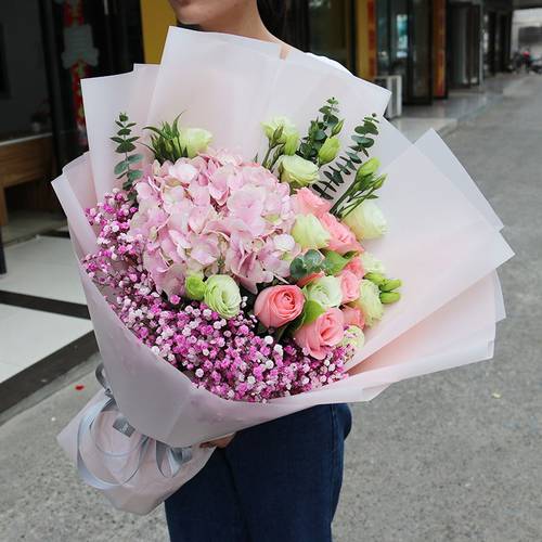 杭州鲜花速递同城玫瑰混搭绣球创意花束上城下城江干拱墅西湖送花