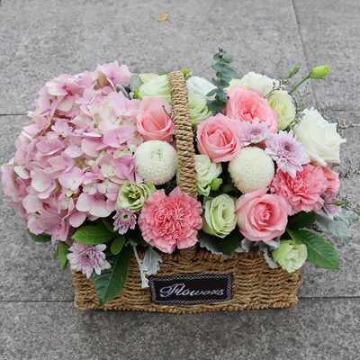 玫瑰绣球混搭潍坊同城开业花篮