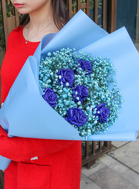 情人节满天星玫瑰花束礼盒鲜花速递亳州同城谯城涡阳蒙城利辛送花