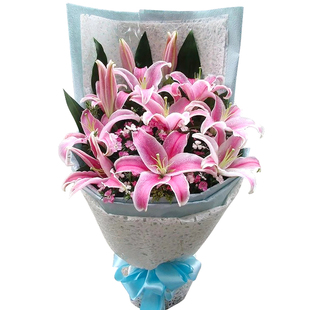 康乃馨香水百合花束礼盒锦州鲜花速递同城古塔凌河太和生日送花店