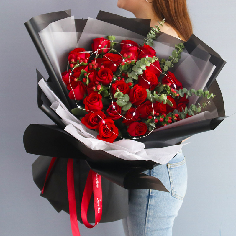 99朵红玫瑰花束礼盒生日鲜花速递东莞同城塘厦虎门长安凤岗送花
