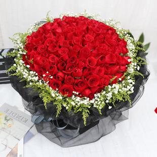 99朵红玫瑰鲜切花束送爱人同城花店南京深圳武汉重庆郑州生日情人