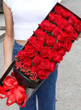 柳州鲜花同城速递红白粉香槟玫瑰花束柳南柳北鱼峰城中生日送花店