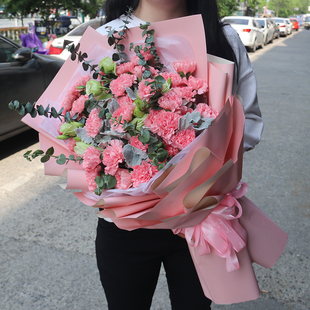 泉州鲜花速递同城红粉康乃馨百合花束礼盒鲤城丰泽洛江生日送花店