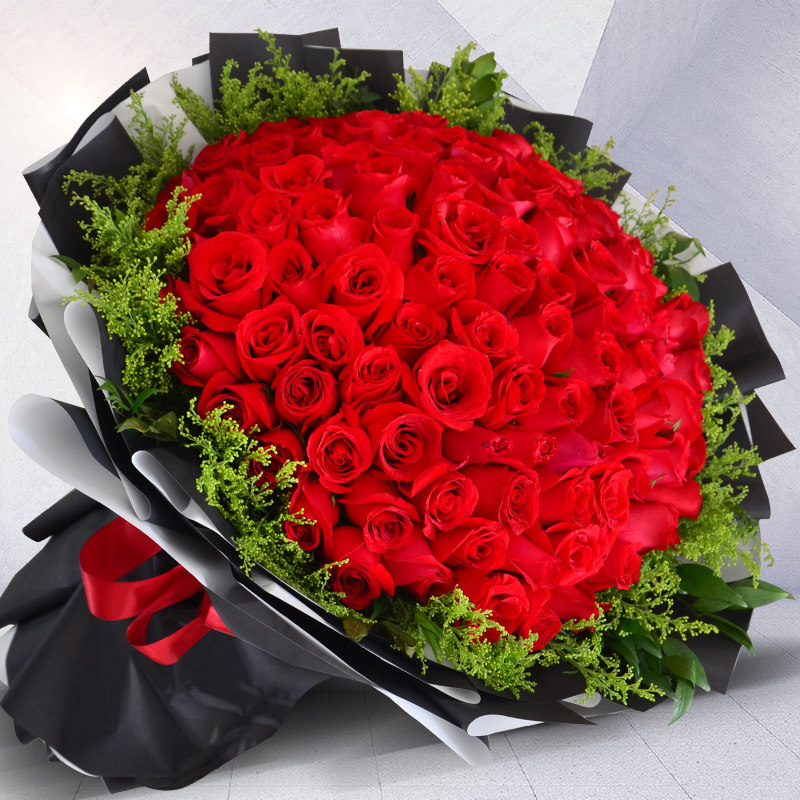 鲜花速递同城99朵玫瑰广州生日