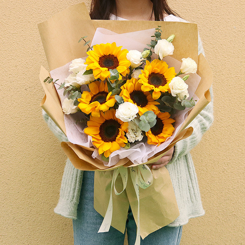 杭州向日葵同城毕业混搭花束