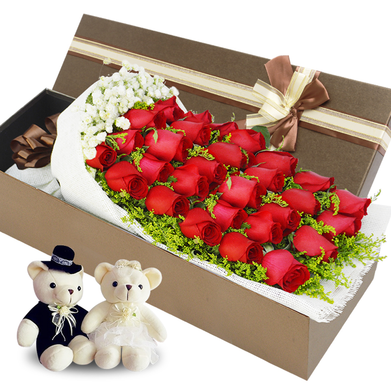 南京鲜花速递同城红粉香槟玫瑰花束礼盒苏州无锡常州昆山生日送花