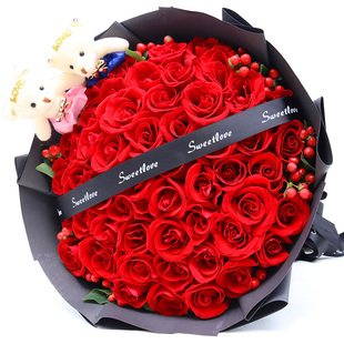 红玫瑰花生日礼盒重庆鲜花速递江北南岸渝中涪陵沙坪坝同城送花店