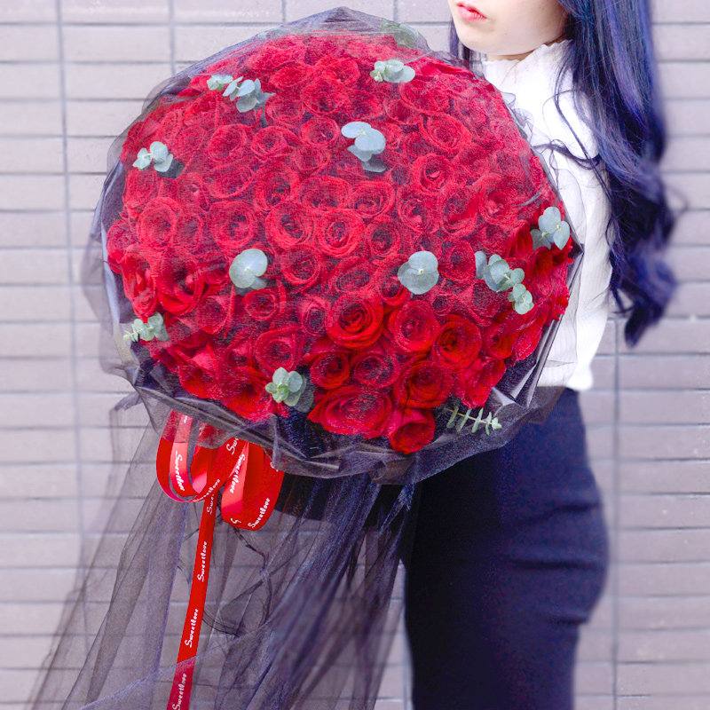 西安99朵红玫瑰花束生日鲜切花速递南京成都郑州广州同城配送花店