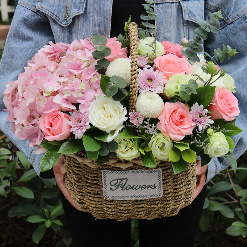 玫瑰手提花篮上海北京广州重庆深圳鲜花速递同城开业祝福生日送花