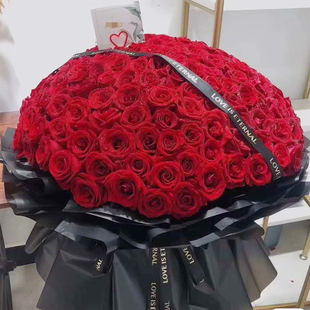 红玫瑰花束礼盒生日鲜花速递同城配送济南青岛烟台威海全国花店送