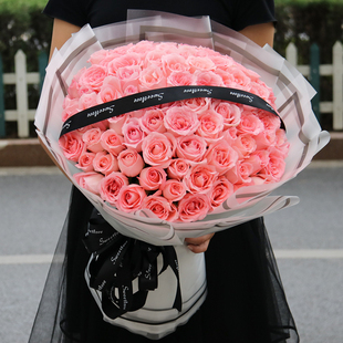 珠海鲜花同城速递红白粉香槟玫瑰花束礼盒香洲金湾斗门生日送花店