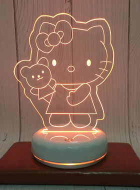 卡通hello kitty猫小夜灯凯蒂猫台灯床头装饰灯暖光台灯KT猫台灯