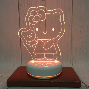 卡通hello kitty猫小夜灯凯蒂猫台灯床头装饰灯暖光台灯KT猫台灯