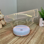 创意变色夜光古筝台灯七彩小夜灯3d卧室LED床头灯情人节生日礼物