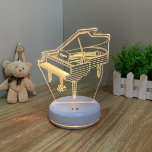 创意钢琴小夜灯触摸七彩usb灯床头灯卧室灯睡眠灯送礼实用小礼品