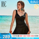 BE范德安小黑裙系列大码 泳衣女高级显瘦大胸胖mm温泉度假 连体裙式