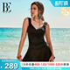 BE范德安小黑裙系列大码 泳衣女高级显瘦大胸胖mm温泉度假 连体裙式