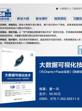 【官方正版新书】 大数据可视化技术（ECharts+Flask实现）(微课视频版) 董一兵 清华大学出版社 大数据可视化