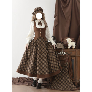 【碎怀表复古系列】马甲＋SK预约链接-棕色侦探风大裙摆青LO原创