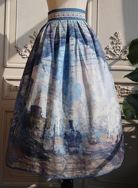 【油画集2.0】圣拉扎尔火车站SK半身裙链接-油画印花复古优雅英伦