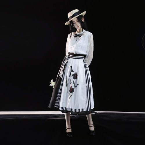 黑百合3.0印花连衣裙青Lo