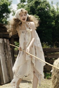 不规则摆JSK原创印花女士吊带连衣裙田园风流浪风 本草纲目2.0