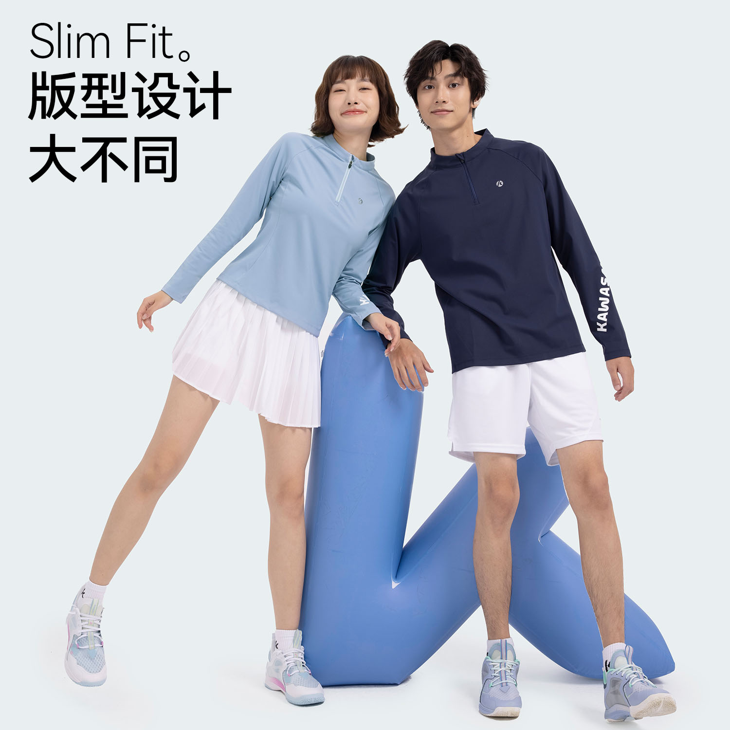 川崎长袖羽毛球服春秋季运动服