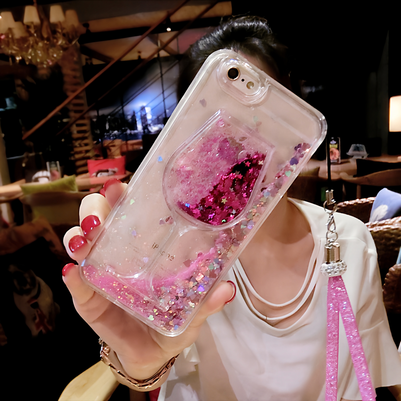 酒杯适用于iPhone手机壳苹果8女款7挂绳6S保护套se液体15流沙16plus高级感17air防摔ins新款14promax女神13