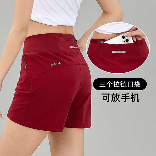 后口袋运动短裤女2026夏季新款速干宽松健身瑜伽休闲跑步4分短裤