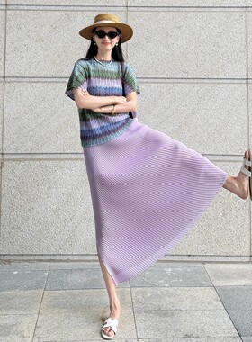 Issey Miyake/三宅一生褶皱夏季新款时尚百搭高腰显瘦休闲裤宽松